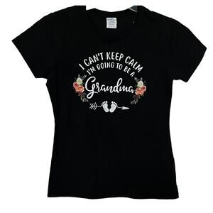 PORT & COMPANY SHORT SLV CREW NECK T-SHIRT, M, BLACK W/WHITE LETTERING, ORANGE